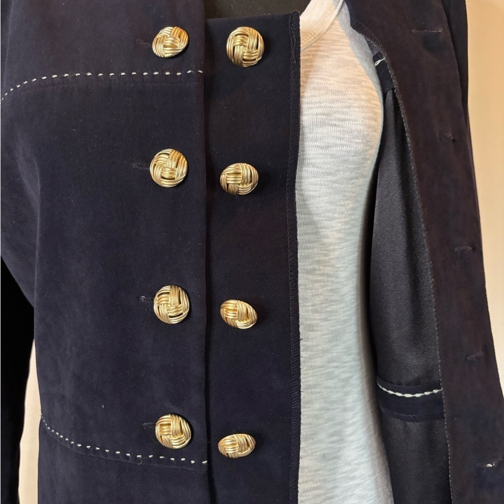 Leslie Fay Blue Blazer with Military-Inspired Design - Picture 3 of 7